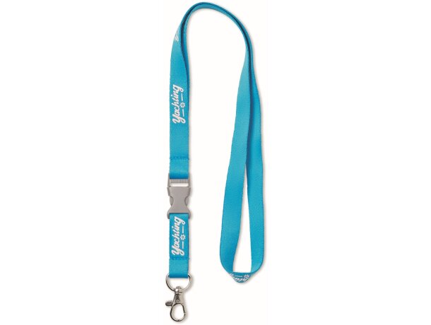 Lanyard de poliéster fino con diseño de lámina metálica gris oscuro