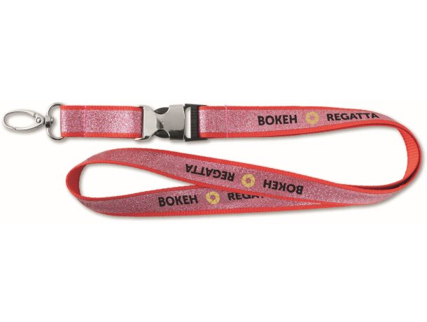 Lanyard purpurina con hebilla de plástico