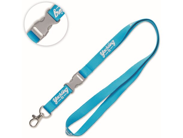 Lanyard de poliéster fino con diseño de lámina metálica gris oscuro