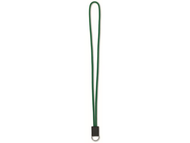 Lanyard cilíndrico con etiqueta en pvc verde