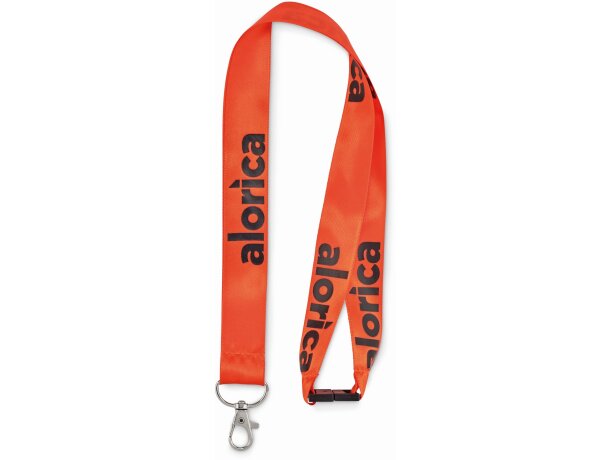 Lanyard satinado con hebilla rojo transparente