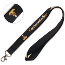 Lanyard de poliéster fino con diseño de lámina metálica