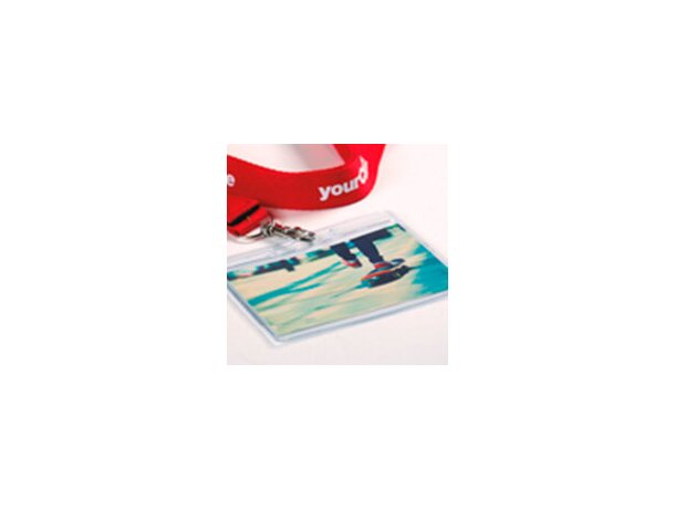 Lanyard cilíndrico con etiqueta en pvc