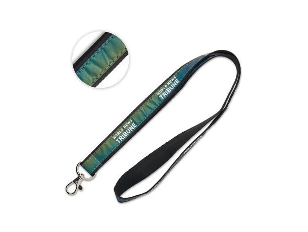 Lanyard de poliéster plano con capa iridiscente