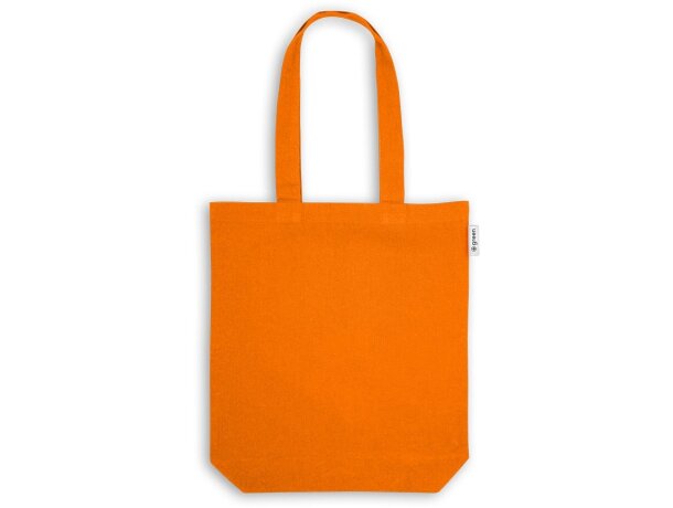 Bolsa de algodón personalizada Merida con asas largas y reciclado Naranja detalle 4