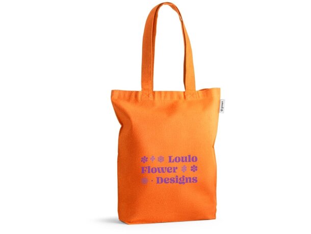 Bolsa de algodón personalizada Merida con asas largas y reciclado Naranja detalle 6