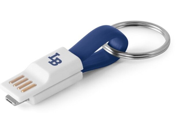 Cargadores USB con llavero Riemann conector 2 en 1 micro USB y iOS Azul royal detalle 1