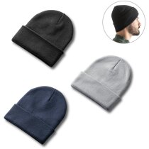 Gorros de lana con tacto suave Carl unisex rPET doble capa y plegable