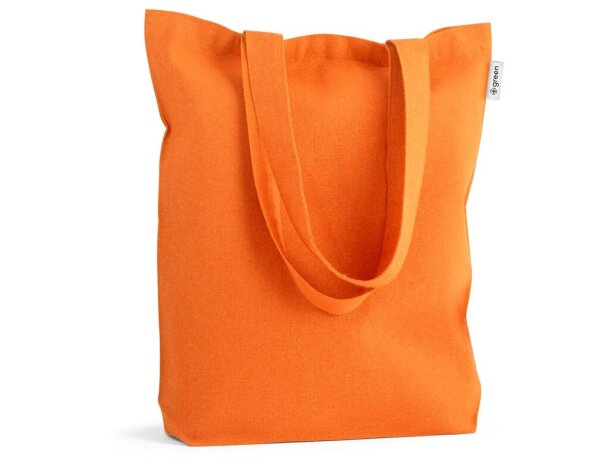 Bolsa de algodón personalizada Merida con asas largas y reciclado Naranja detalle 5