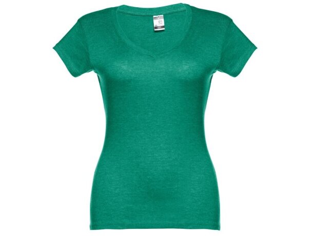 Camiseta de mujer personalizada THC Athens Women entallada algodón 100% 150 g/m2 Verde matizado detalle 2