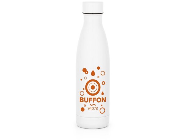 Botella térmica promocional Buffon de acero inoxidable 530ml sin fugas Blanco detalle 1