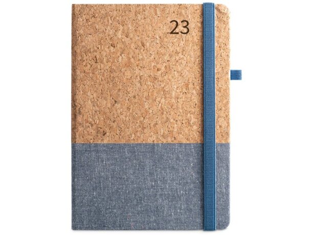 Agenda Quental A5 de corcho y lino azul