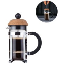 Cafetera de prensa francesa con tapa de corcho y vidrio borosilicato