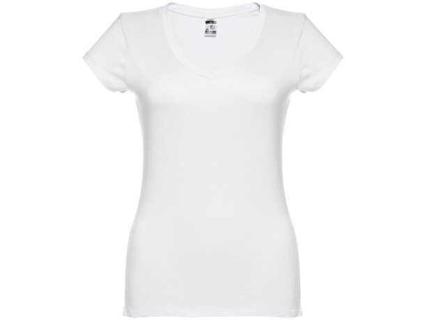 Camiseta corporativa entallada de mujer THC Athens Women WH algodón 100% 150 g/m2 detalle 1