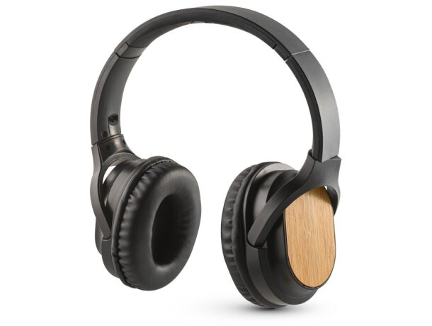 Auriculares personalizados Gould inalámbricos de bambú y ABS con bluetooth 5.0 Negro detalle 7