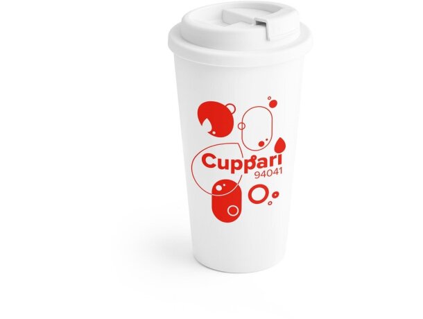 Tazas de viaje Cuppari con tapa flip-top y doble pared 500ml Blanco detalle 1