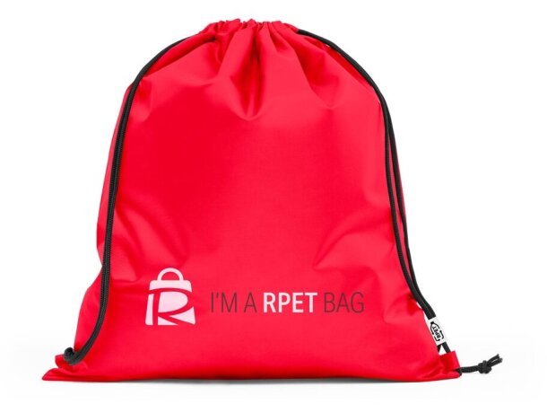 Mochila saco publicitaria Pemba rPET hecha de plástico reciclado Rojo detalle 2