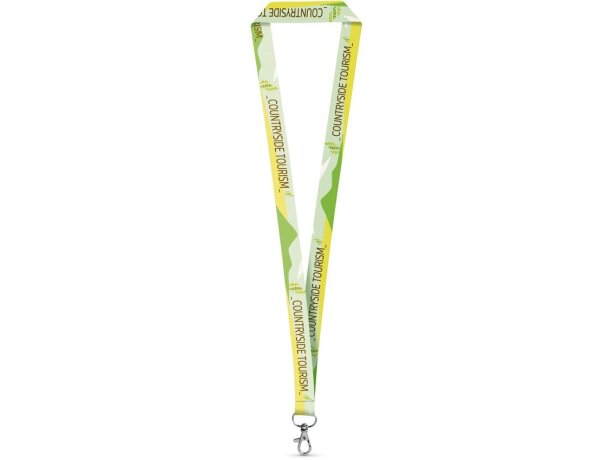 Lanyards Windsor eco-friendly con sublimación doble cara y mosquetón Blanco detalle 2