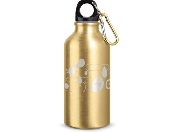 Botella deportiva Landscape de aluminio con mosquetón personalizada dorado satinado