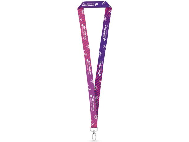 Lanyard personalizado Manila poliéster doble cara con mosquetón detalle 1