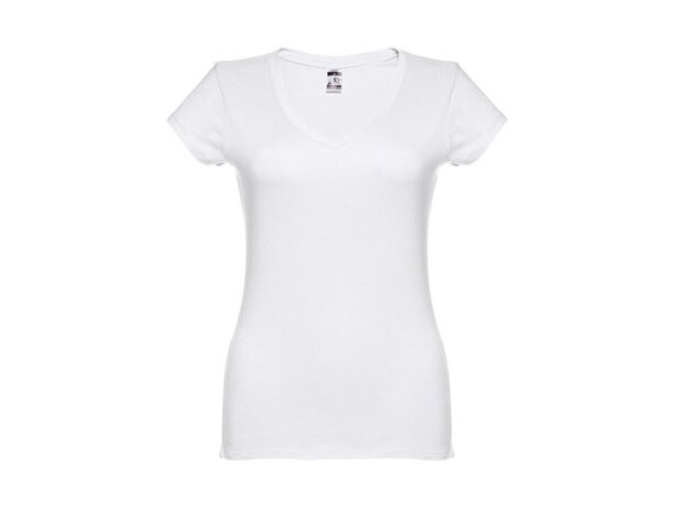 Camiseta de mujer con logotipo escote v 150 g/m2 Thc Athens Women Blanco detalle 4