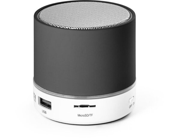 Altavoz bluetooth promocional Perey portátil con micrófono y lector TF Negro detalle 14