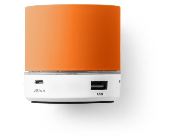 Altavoz bluetooth promocional Perey portátil con micrófono y lector TF Naranja detalle 2