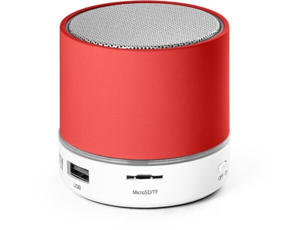 Altavoz bluetooth promocional Perey portátil con micrófono y lector TF Rojo detalle 12