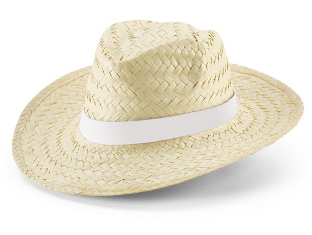 Sombrero de paja para regalar Edward RIB con cinta sublimada natural Blanco detalle 2