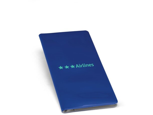 Funda para documentos con logo de viaje en pvc con 2 compartimentos Azul detalle 2