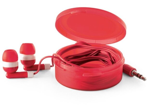 Auriculares de audio plástico con conector jack 3.5 mm y cable 1.2 m Rojo detalle 1