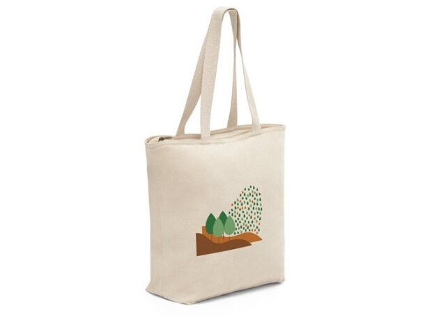 Bolsa Hackney de algodón 100% con cremallera natural claro