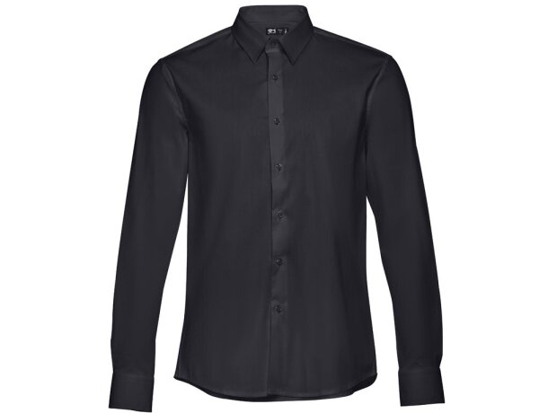 Camisas de popelina THC Paris hombre algodón 115 g/m2 manga larga Negro detalle 12