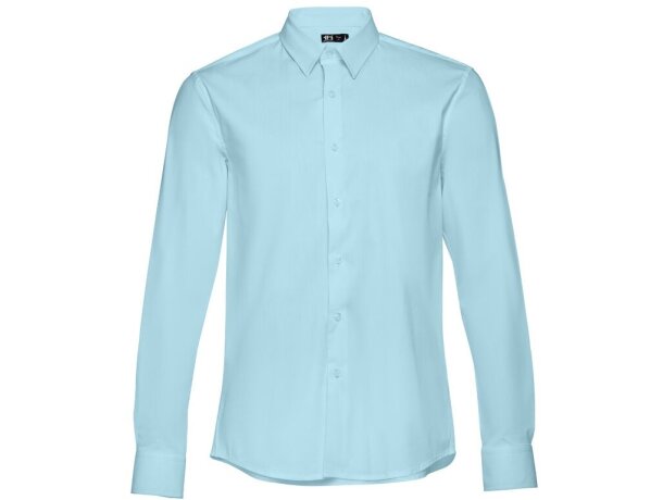 Camisas de popelina THC Paris hombre algodón 115 g/m2 manga larga Azul claro detalle 3