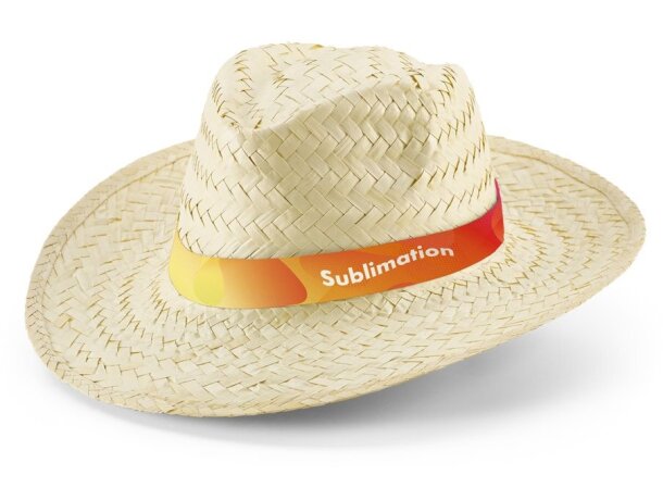 Sombrero de paja para regalar Edward RIB con cinta sublimada natural Blanco detalle 2