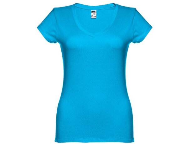 Camiseta de mujer personalizada THC Athens Women entallada algodón 100% 150 g/m2 Azul aqua detalle 14