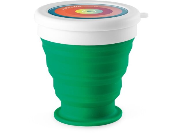 Vasos de plástico Astrada de viaje plegable silicona con tapa 250ml Verde detalle 3