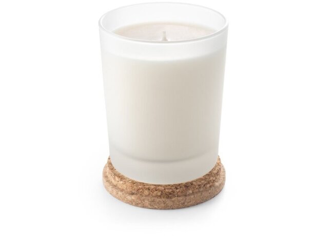 Velas con aroma natural Duval en vaso de cristal con tapa de madera Blanco detalle 2