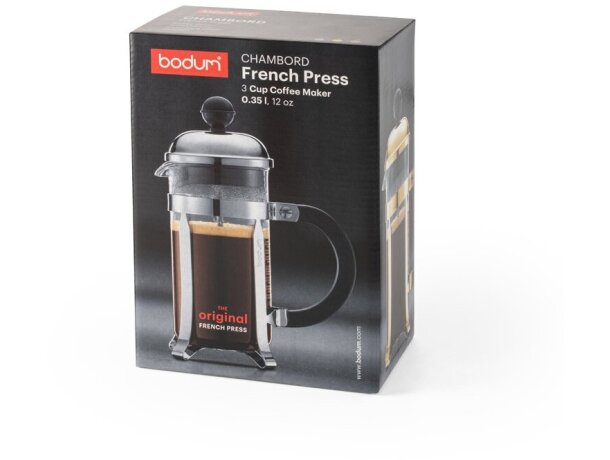 Cafetera de prensa francesa de vidrio borosilicato promocional Cromado detalle 2