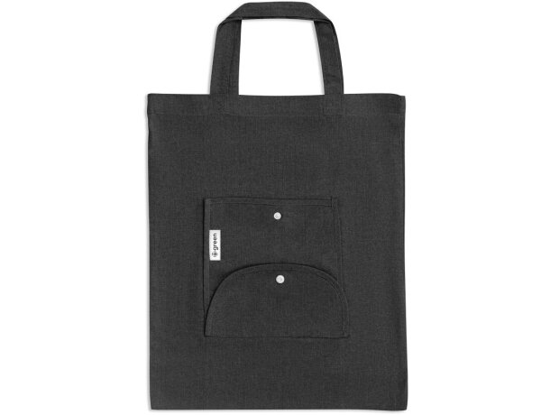 Bolsas de algodón promocionales Siena recicladas y plegables 38cm Negro detalle 7