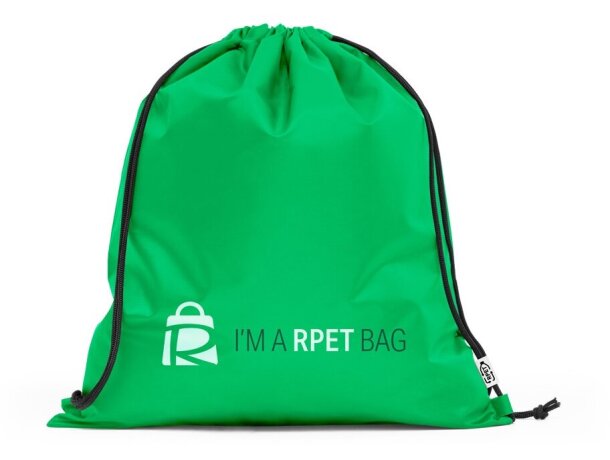 Mochila saco publicitaria Pemba rPET hecha de plástico reciclado Verde detalle 1