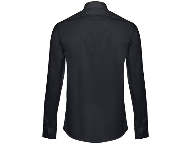 Camisas de popelina THC Paris hombre algodón 115 g/m2 manga larga Negro detalle 13