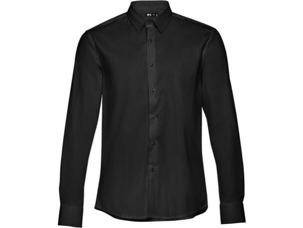 Camisas de popelina THC Paris hombre algodón 115 g/m2 manga larga Negro detalle 14