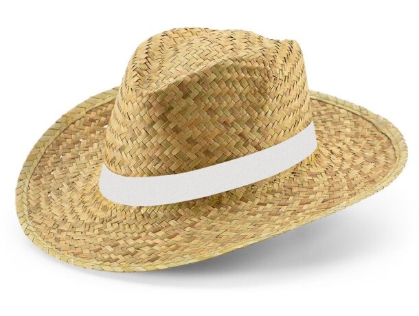 Sombrero de paja original Jean RIB con cinta sublimada de paja natural Blanco detalle 2