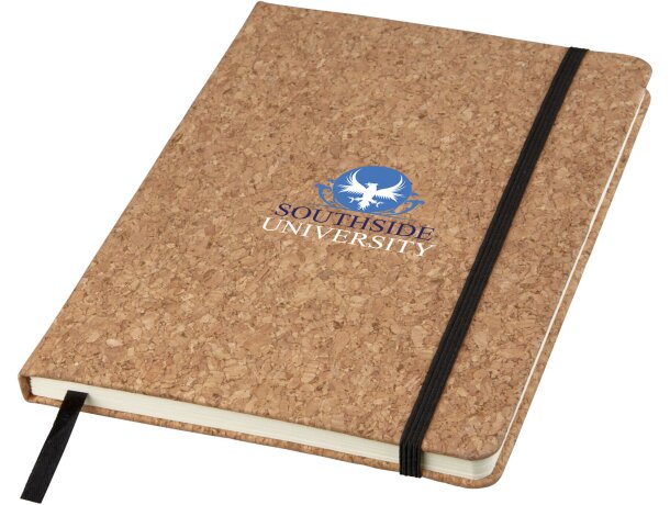 Libretas con banda elastica tapa de corcho Napa tamaño A5 80 hojas rayadas Natural detalle 1