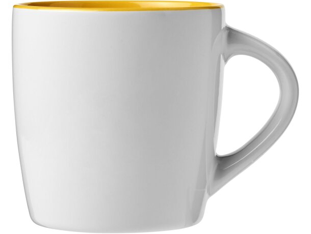 Tazas de cerámica Aztec 340ml diseño brillante aptas para lavavajillas Blanco/amarillo detalle 2