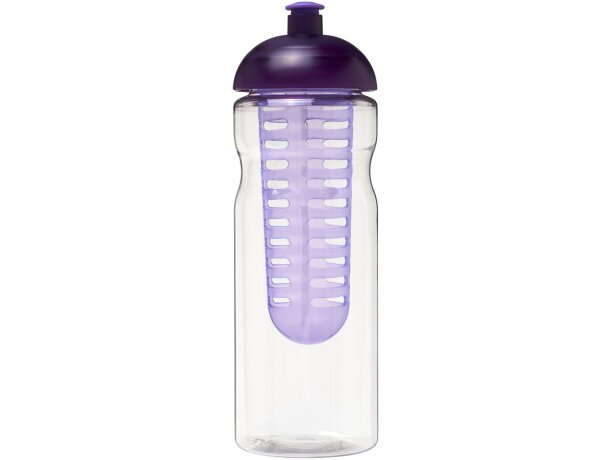 H2O Active® Base Bidón deportivo e infusor con Tapa Dome de 650 ml personalizado transparente/morado