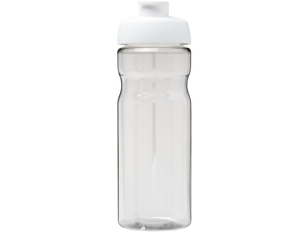 Bidón deportivo de 650 ml con tapa Flip personalizado transparente claro/blanco