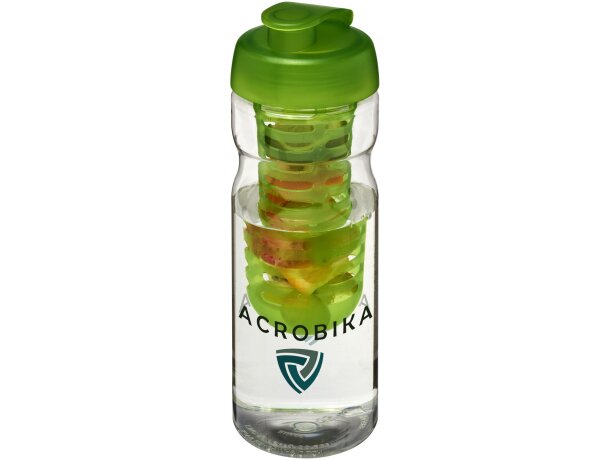 H2O Active® Base Bidón deportivo e infusor con Tapa Flip de 650 ml personalizado transparente/lima