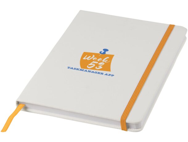 Libreta A5 blanca con cinta de color Spectrum personalizado